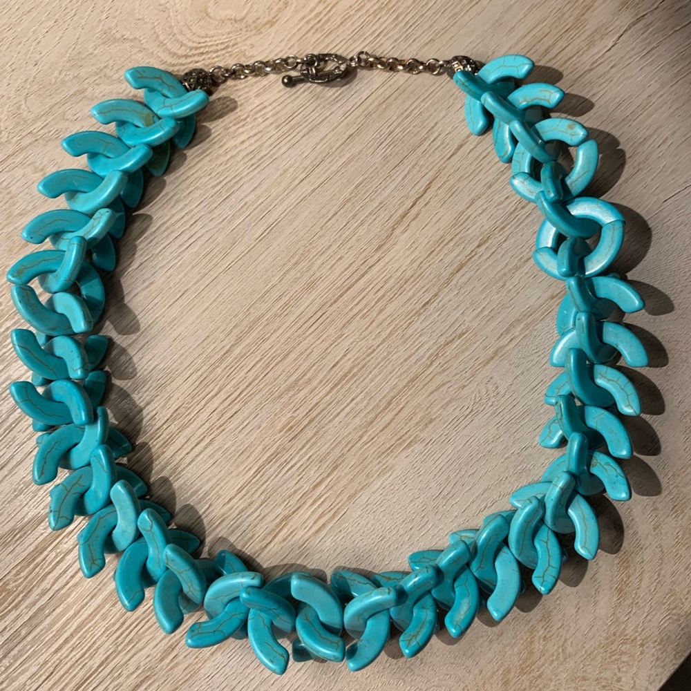 Custom Made, Chunky Turquoise Statement Necklace - image 2